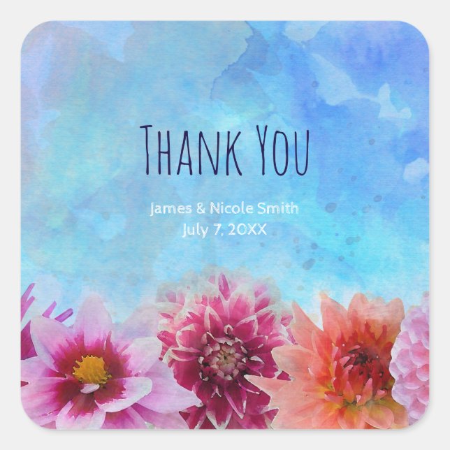 Adesivo Quadrado Flores de Aquarela Chá de panela Floral Moderno (Frente)