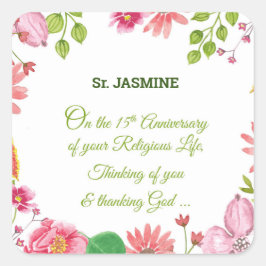 Adesivo Quadrado Flores de Aquarelas Religiosas do 15 Religioso da