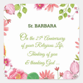 Adesivo Quadrado Flores de Aquarelas Religiosas do 25 Religioso da
