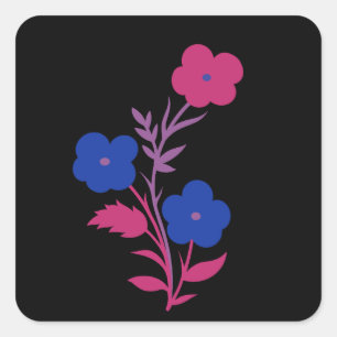 Adesivo Quadrado Flores de Bandeira Bissexuais Sutis