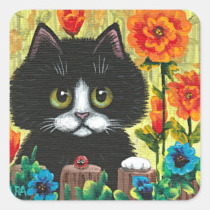 Adesivo Quadrado Flores de Gato Preto - Criacionarts Praça