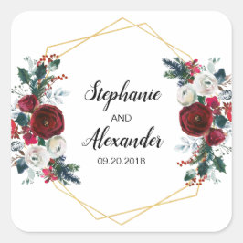 Adesivo Quadrado Flores de inverno geométricas Douradas da Frame Bu
