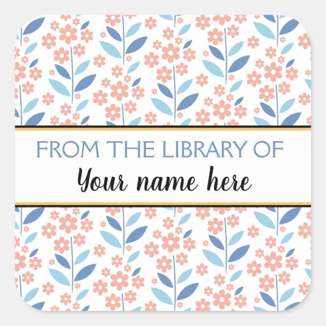 Adesivo Quadrado Flores De Laranja Da Biblioteca De (Frente)