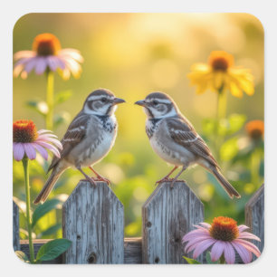 Adesivo Quadrado Flores de Madeira e Flores de Cone