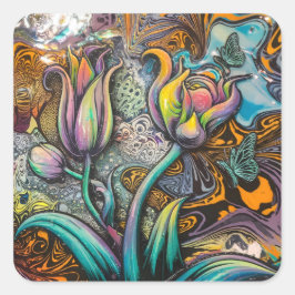 Adesivo Quadrado Flores de Mandala