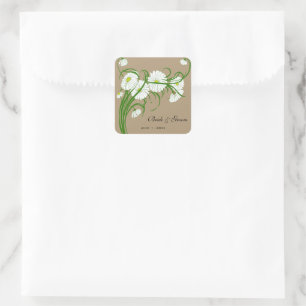 Adesivo Quadrado Flores de Margaridas Gerber Vintage Casamento