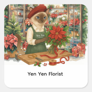 Adesivo Quadrado Flores de Natal de Cat Florist