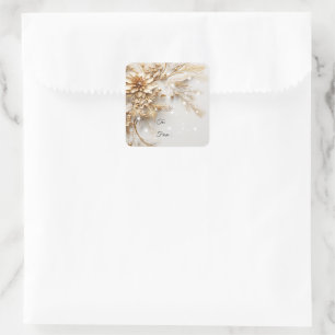 Adesivo Quadrado Flores de Natal Douradas e Berries Sparkle
