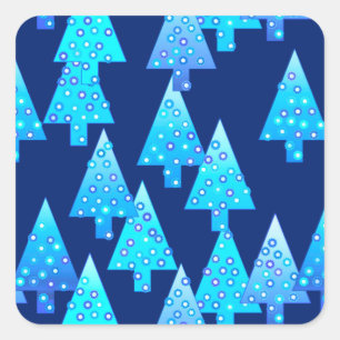 Adesivo Quadrado Flores de Natal modernas - azul de cobalto