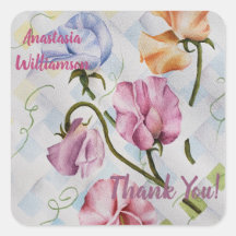 FLORES DE PEA DOCE COM ESCALA COLORIDA OBRIGADO