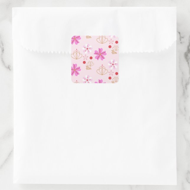 Adesivo Quadrado Flores de primavera Flores de Cereja Flor Rosa Esc (Bolsa)