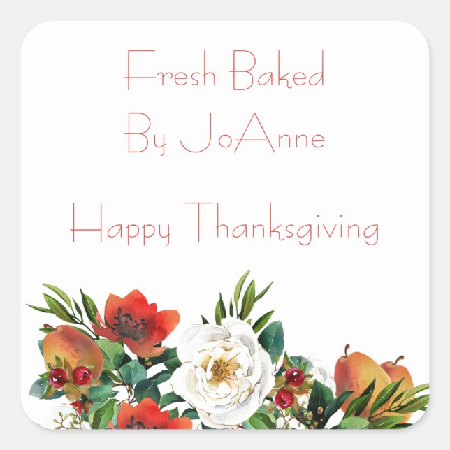 Adesivo Quadrado Flores de Quedas de Aquarela (Frente)