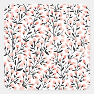 Adesivo Quadrado Flores De Rabo: Coral Floral Sem Costura.