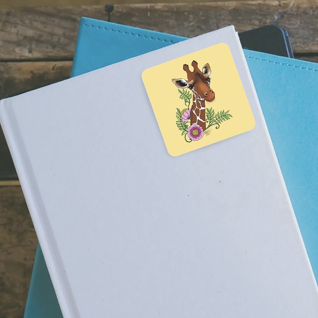 Adesivo Quadrado Flores de Retratos Amarelos Giraffe (Criador carregado)