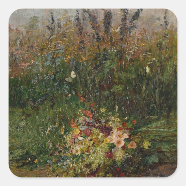Adesivo Quadrado Flores de Verão do Campo (Frente)