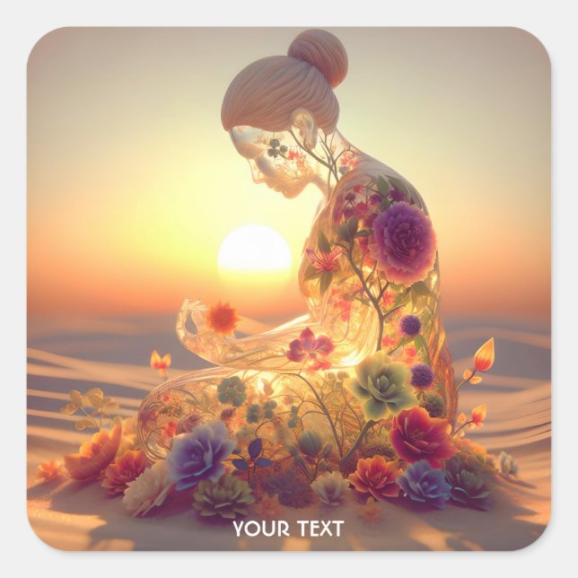 Adesivo Quadrado Flores de Vidro Fantasy (Frente)