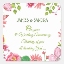 Adesivo Quadrado Flores do 5 religioso