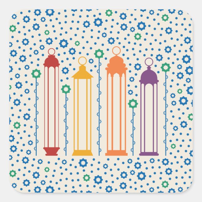 Adesivo Quadrado Flores e Lanternas (Frente)