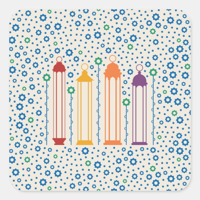 Adesivo Quadrado Flores e Lanternas (Frente)