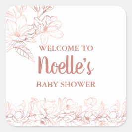 Adesivo Quadrado Flores Elegantes Elegantes Douradas, Chá de fralda