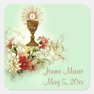 Adesivo Quadrado Flores Eucaristas da Primeira Comunhão