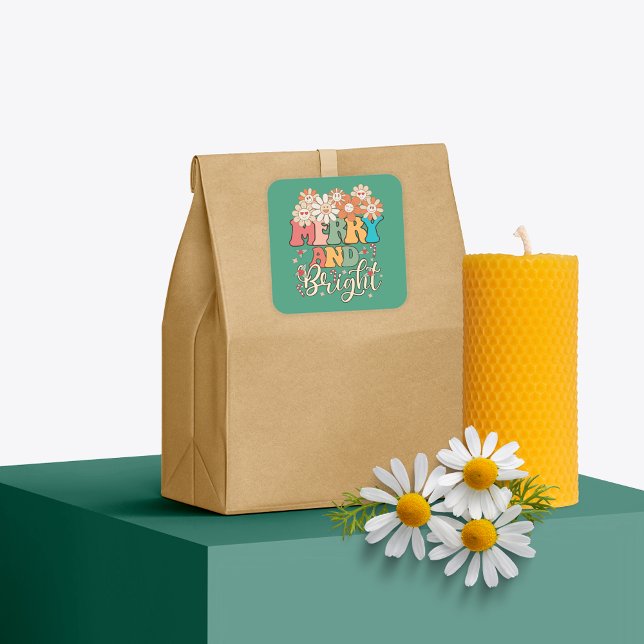 Adesivo Quadrado Flores felizes e Felizes retroradas dos anos 70 (Criador carregado)