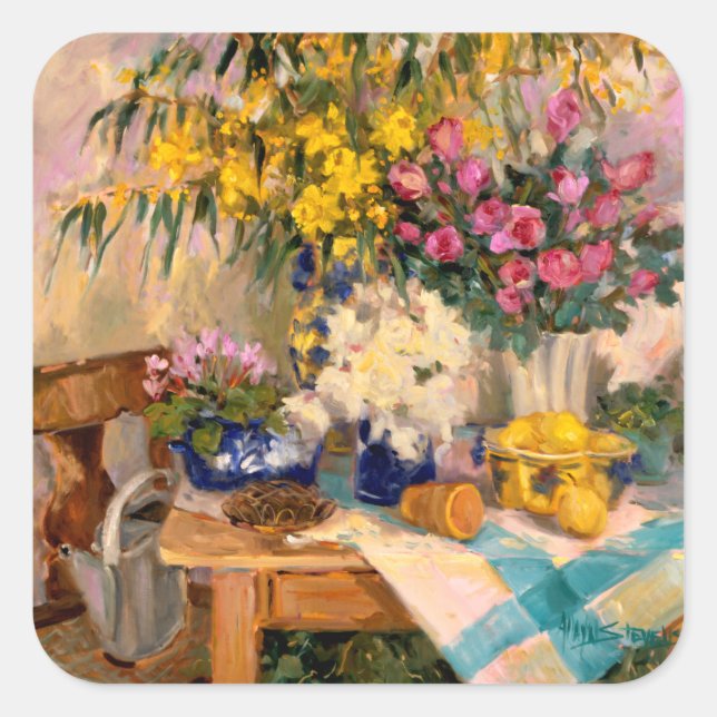 Adesivo Quadrado Flores frescas II (Frente)