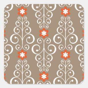 Adesivo Quadrado Flores Geométricas: Design de Vintage sem Costura