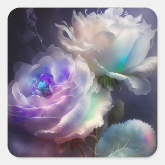 Adesivo Quadrado Flores Iridescência Arco-íris