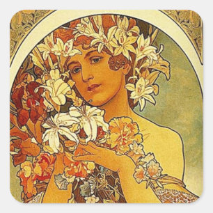 Adesivo Quadrado Flores Mucha