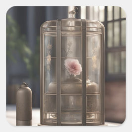 Adesivo Quadrado flores na gaiola