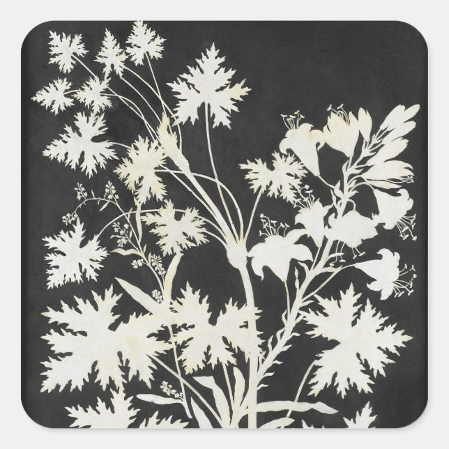 Adesivo Quadrado Flores na Silhouette (Frente)