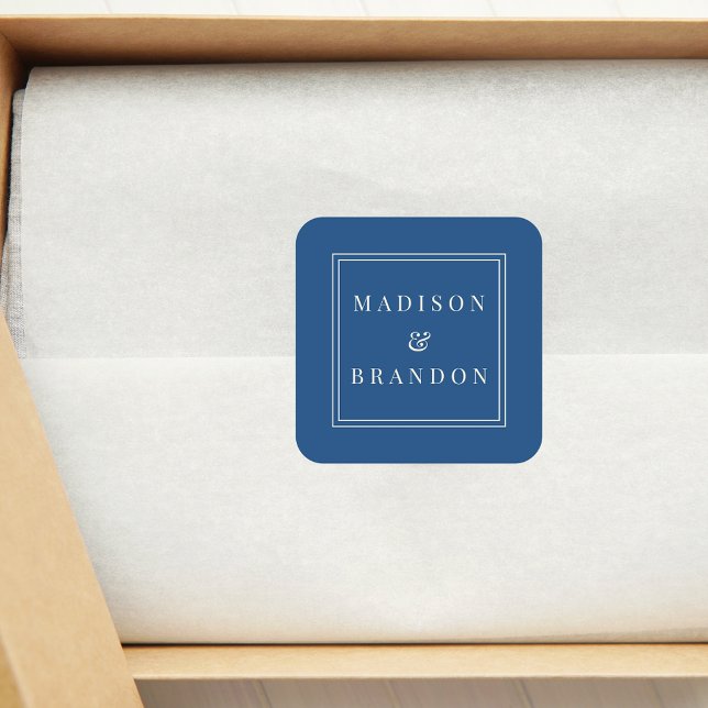 Adesivo Quadrado Flores para casamentos do século médio | Azul (Criador carregado)