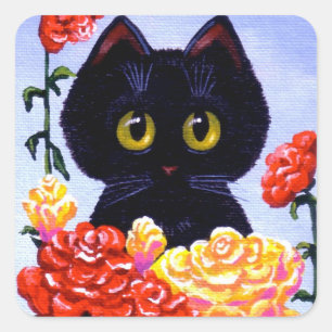 Adesivo Quadrado Flores pretas bonitos Creationarts dos rosas das