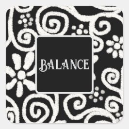 Adesivo Quadrado Flores Pretas e Flores Brancas Personalizadas