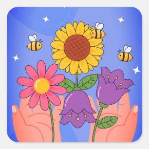 Adesivo Quadrado Flores Principais – Conceito de Flor Aesthetic Sua