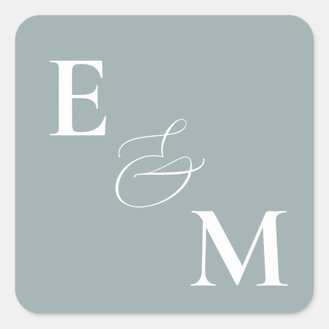 Adesivo Quadrado Flores Românticas De Algodão Esfregam Blue Sage (Frente)