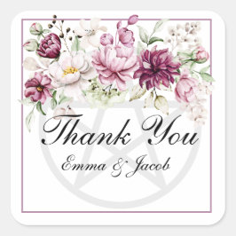 Adesivo Quadrado Flores Românticas de Peônia em Pentáculo