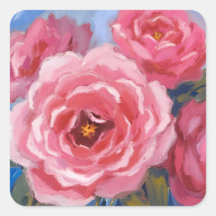 Adesivo Quadrado Flores Rosa