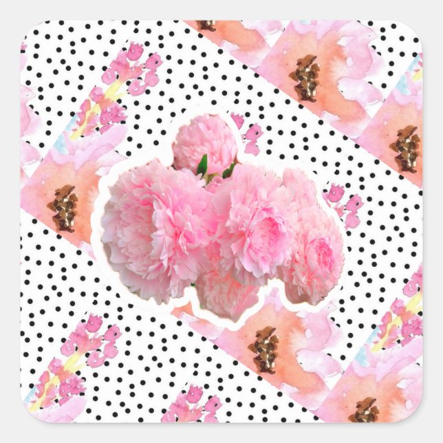 Adesivo Quadrado Flores Rosa (Frente)