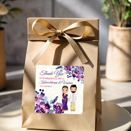 Adesivo Quadrado Flores roxas Casamento do Sul da Índia Tamil Telug