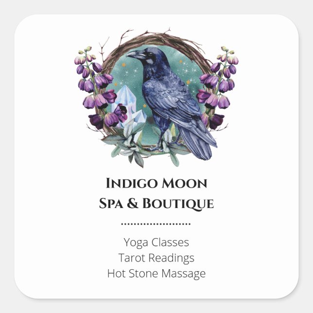 Adesivo Quadrado Flores Roxas Cristais Celestiais de Raven (Frente)