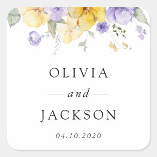 Adesivo Quadrado Flores Roxas, Flores Amarelas, Cultivo, Casamento