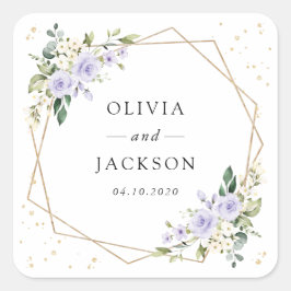 Adesivo Quadrado Flores Roxas, Flores Brancas, Boho, Casamento