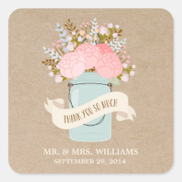 Adesivo Quadrado Flores Rústicas | Vinhetas de Favor