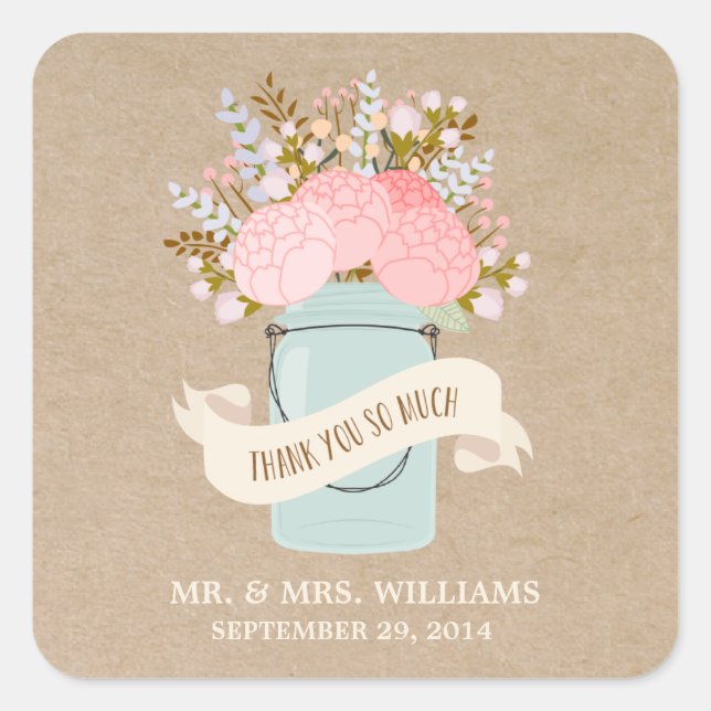 Adesivo Quadrado Flores Rústicas | Vinhetas de Favor (Frente)