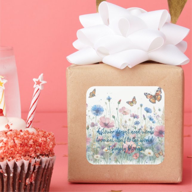 Adesivo Quadrado Flores Selvagens e Cartão de Cotação (Festa)