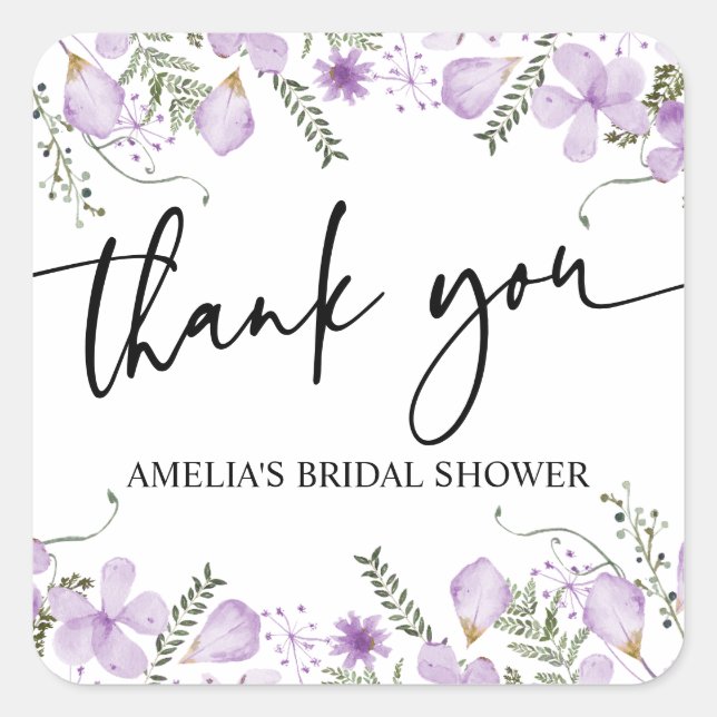 Adesivo Quadrado Flores selvagens roxas Chá de panela favorece o ad (Frente)