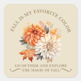 Adesivo Quadrado Flores silvestres de aquarela folhas outono aspas