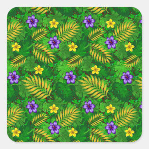 Adesivo Quadrado flores tropicais